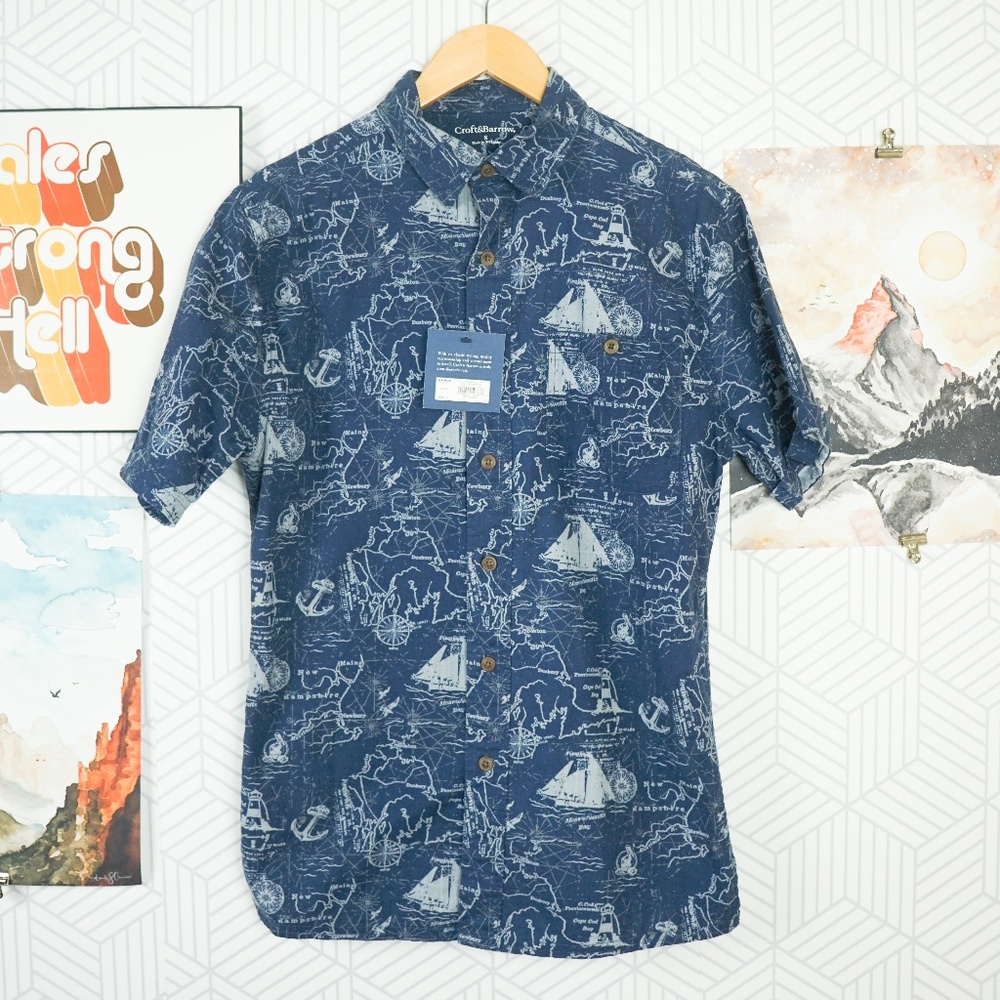 NWT Mens Croft and barrow Nautical button up